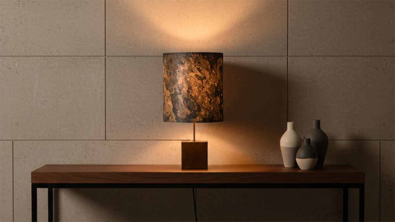 Lampe Cassini Nova ardoise dans un intérieur contemporain, collection Atelier