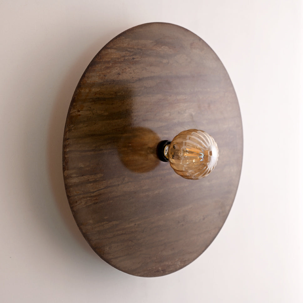 Applique murale Rovelli Oxydations en acier patiné oxydé aux nuances de brun, doré et vert de gris, Ø50 cm