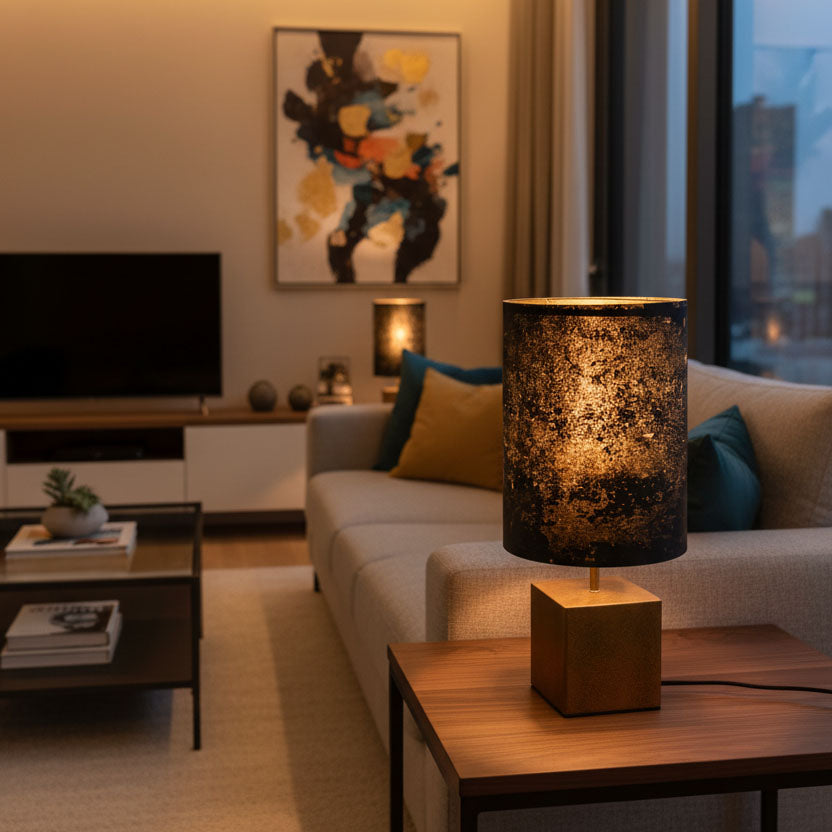 lampe Halley bronze et ardoise dans un salon contemporain design