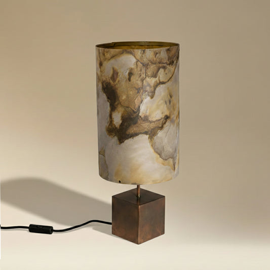 Lampe a poser en acier cuivré et pierre de lune 58cm Atelier Maus
