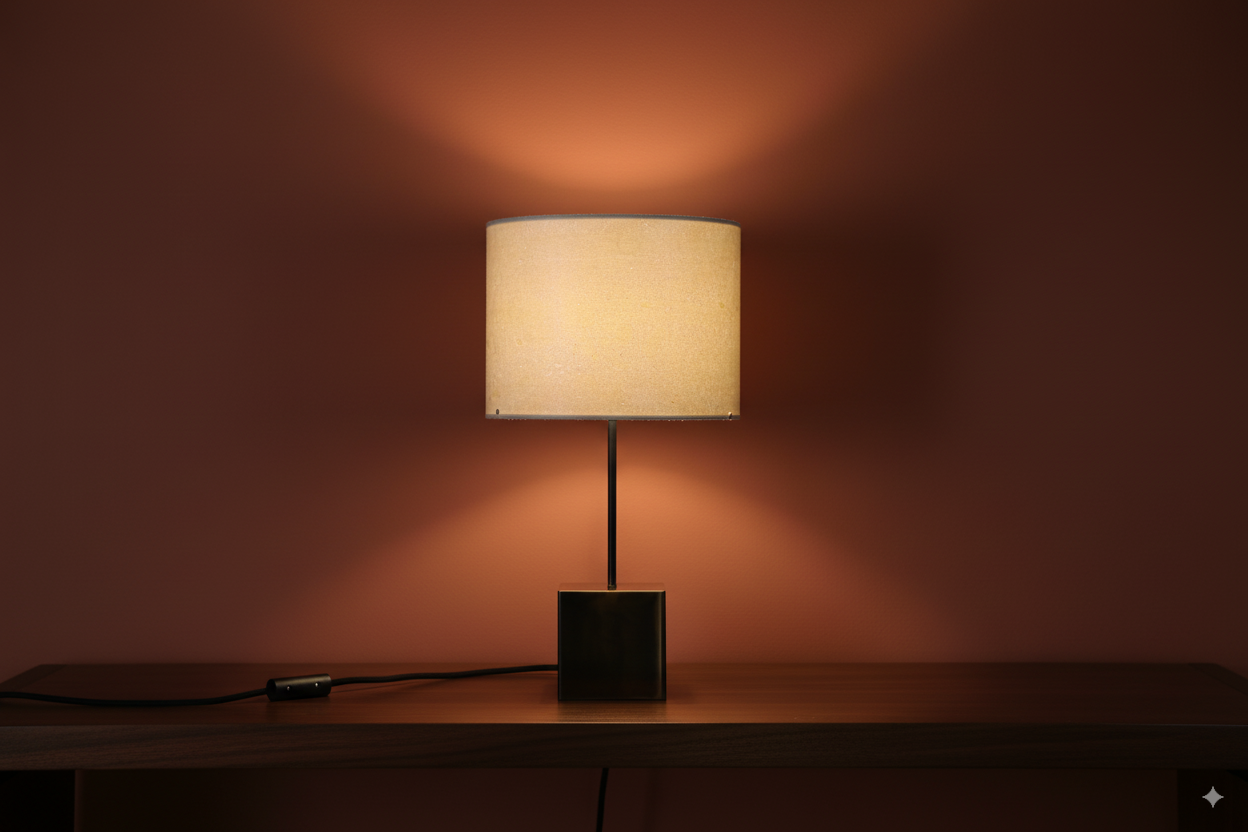 Lampe à poser acier et feuille de pierre