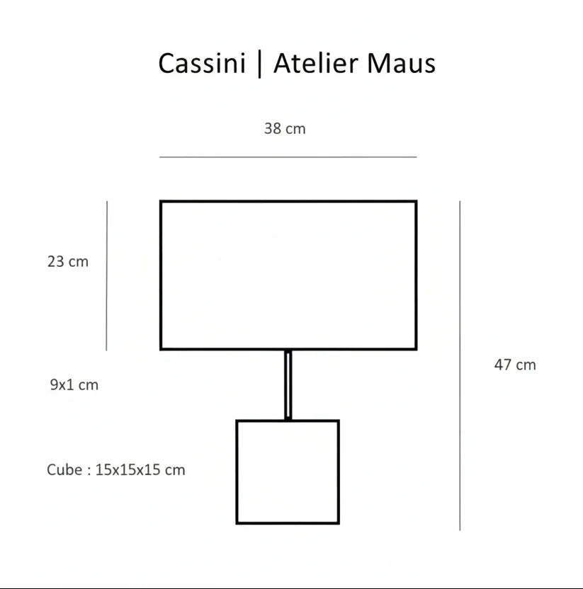 Shema technique des dimension de la lampe Cassini de l'atelier Maus