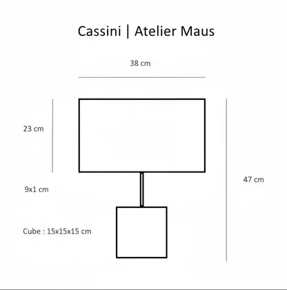 Shema technique des dimension de la lampe Cassini de l'atelier Maus