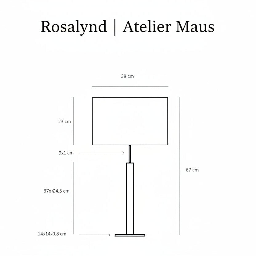 Shéma des dimensions de la lampe Rosalynd par Atelier Maus