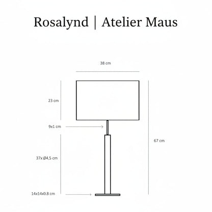 Shéma des dimensions de la lampe Rosalynd par Atelier Maus