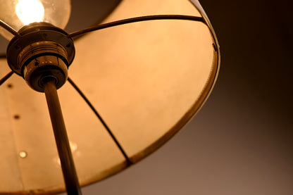 Détail abat-jour mica vert argenté de la lampe Képler Halo