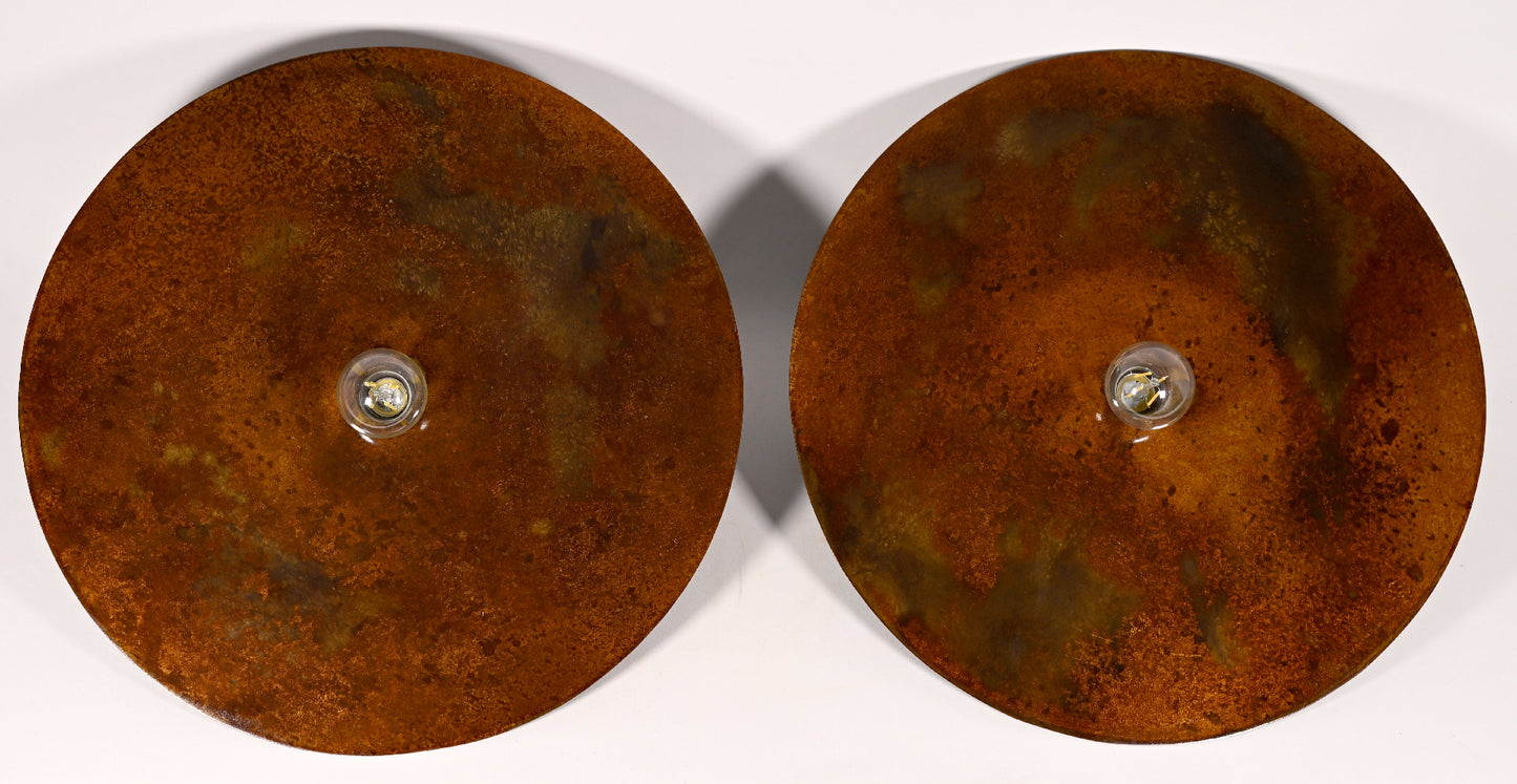 Paire d'appliques murales Rovelli Rouille en acier oxydé créant une ambiance chaleureuse