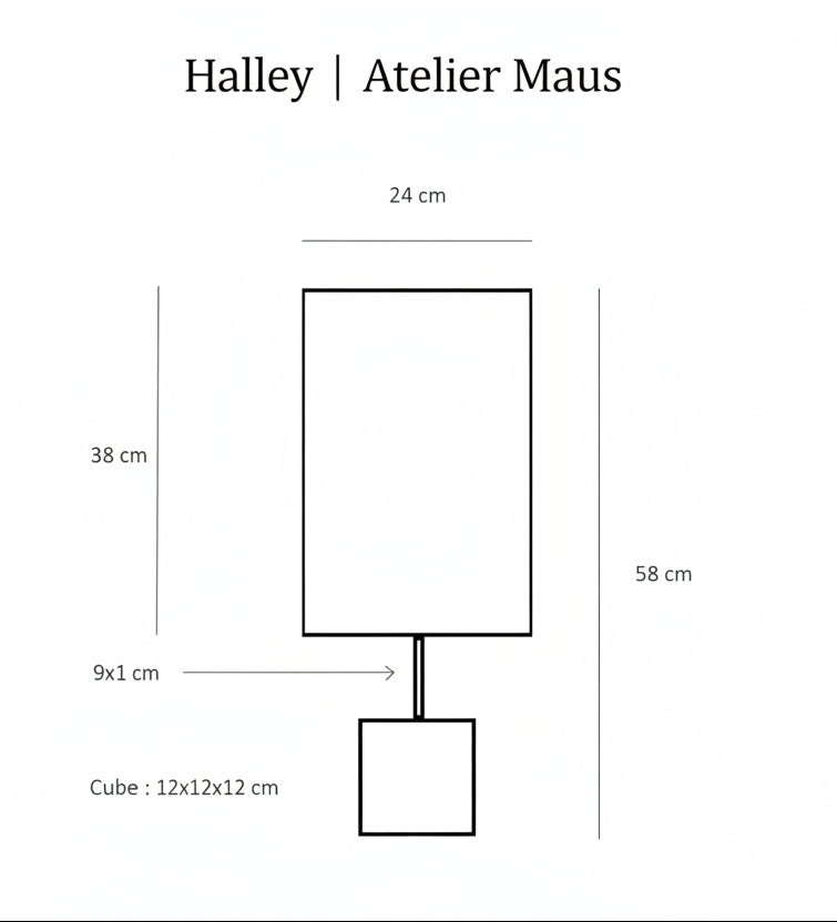 shema des dimensions de la lampe Halley de l'atelier Maus