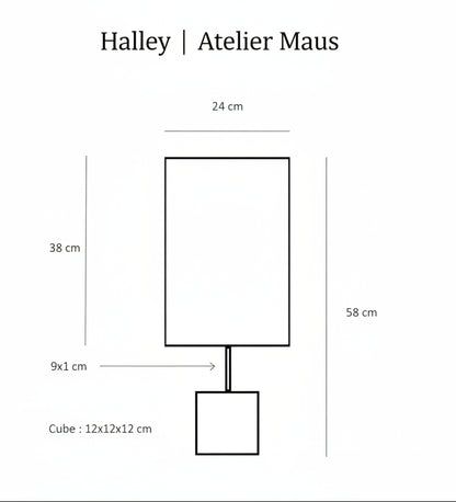 shema des dimensions de la lampe Halley de l'atelier Maus