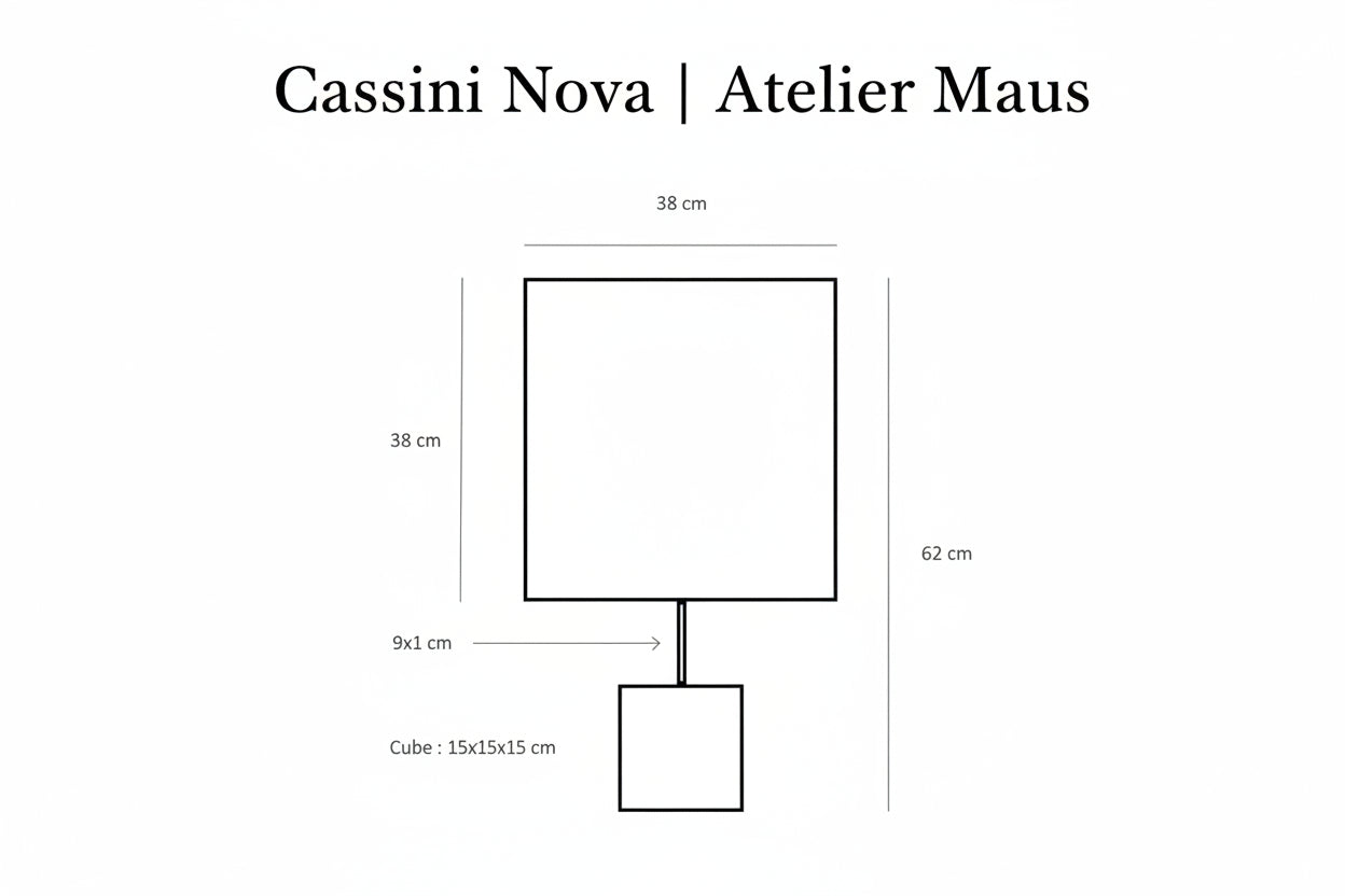 Shema des dimensions de la lampe Cassini nova de l'atelier Maus